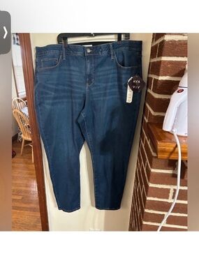 NWT AVA & VIV Size 24W Mid -Rise Skinny Dark Wash Stretch Denim Jeans